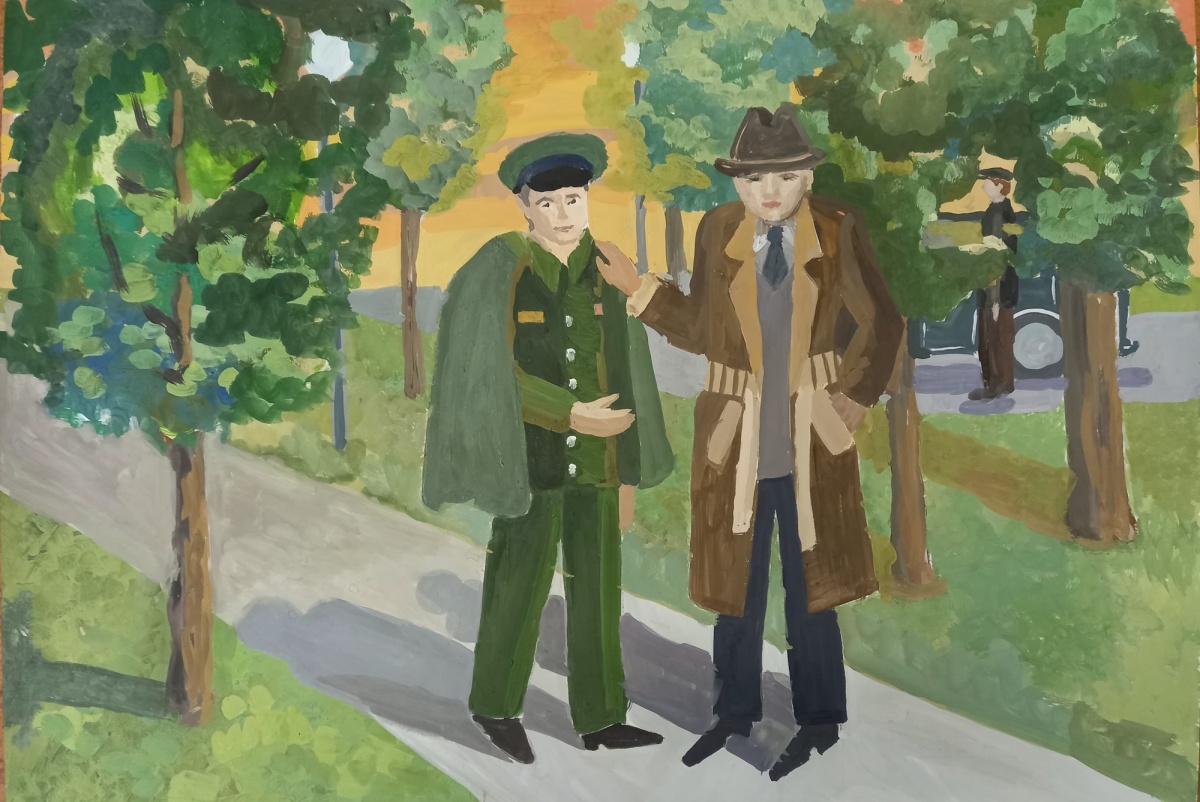 С.П.Королев и Ю.А.Гагарин.Наставления перед стартом.